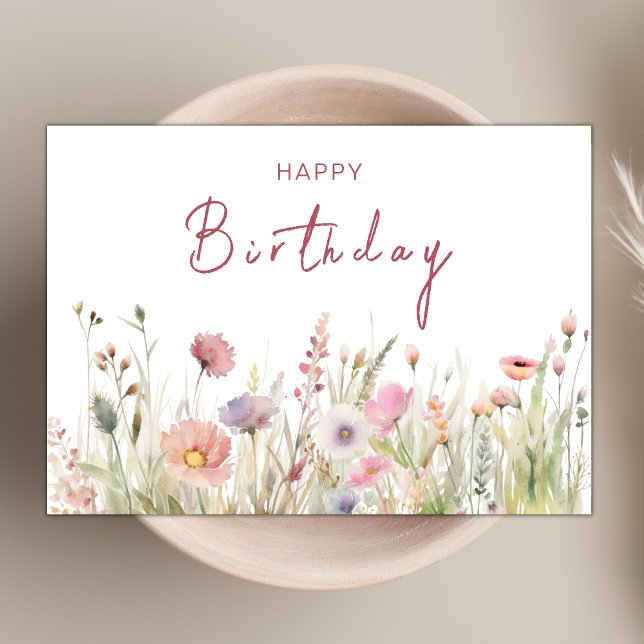 Elegant Chic Boho Wildblume Theme Happy Birthday Karte (Von Creator hochgeladen)