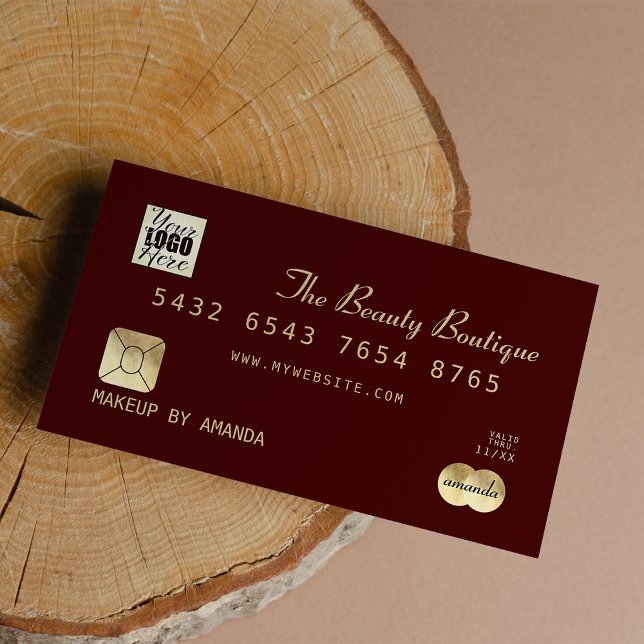 Élégant Chic Bourgogne Gold Luxury Carte de crédit (Elegant Chic Burgundy Gold Luxury Credit Card Logo)