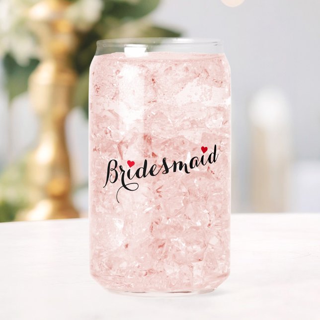 Élégant Chic Bridesmaid Mariage de coeur Bachelore (Elegant Chic Bridesmaid Heart Wedding Bachelorette Can Glass)