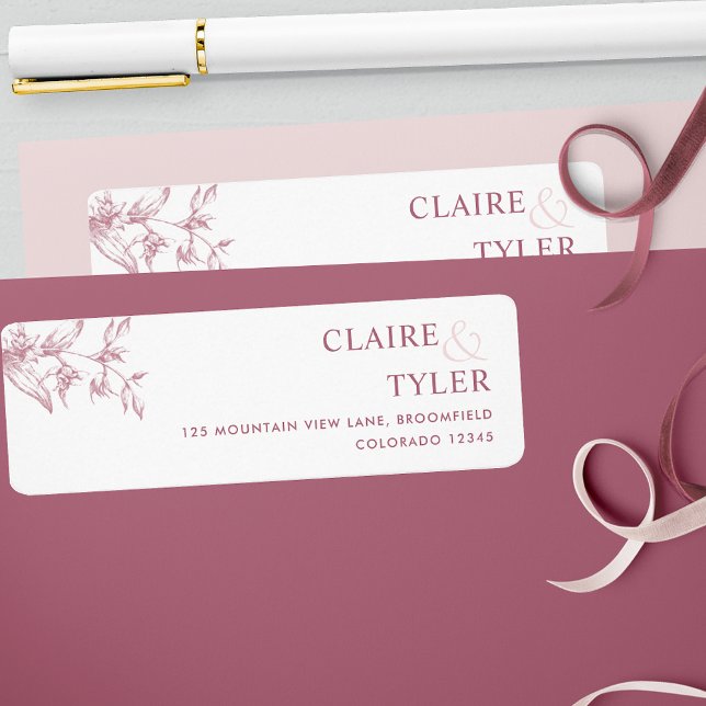 Elegant Chic Burgundy Wedding Return Address Label (Von Creator hochgeladen)