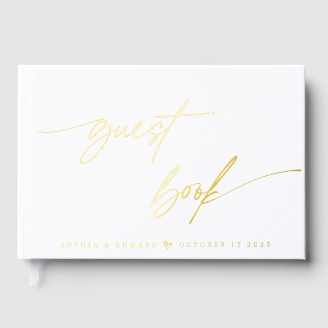 Elegant Chic Calligraphy Wedding Gästebuch (Vorderseite)