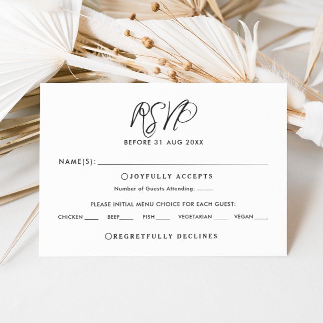 Elegant Chic Calligraphy Wedding RSVP Card Einladung (Von Creator hochgeladen)