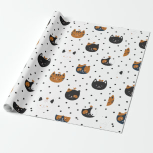 Elegant Chic Cat Patterns Geschenkpapier