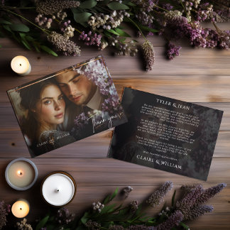 Élégant Chic Custom Wedding Photo Carte de remerci