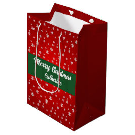 Elegant Chic Cute Modern Festive Red and Green  Mittlere Geschenktüte