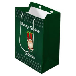 Elegant Chic Cute Modern Festive Red and Green  Mittlere Geschenktüte