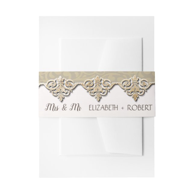 Elegant Chic Damask Einladungsbanderole (Vorderseite Beispiel)