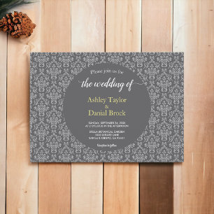 Elegant Chic Damask Script-Klasse für feierliche H Einladung