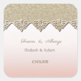 Elegant Chic Damask Wedding Quadratischer Aufkleber