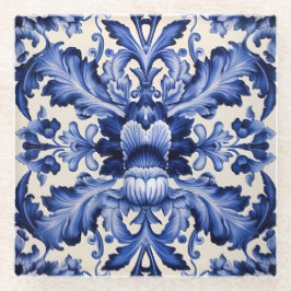 Elegant Chic Delsoftware Blue Blume Glasuntersetzer