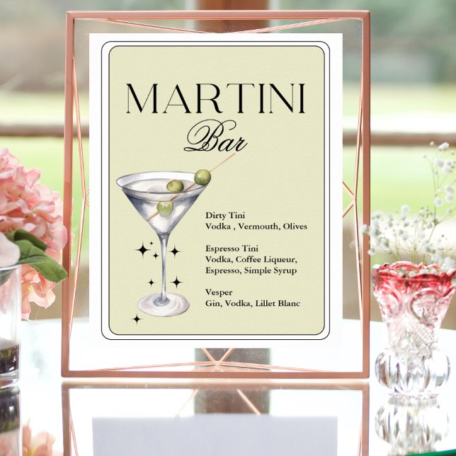 Elegant Chic Dirty Martini Bar Sign Poster (Von Creator hochgeladen)