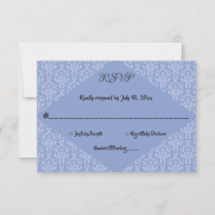 Elegant Chic Extravagant Navy Blue Damask Formal H RSVP Karte