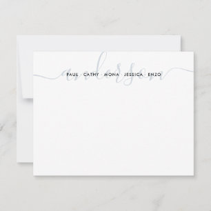 Elegant Chic Family Nachname Light Graue Schrift Mitteilungskarte