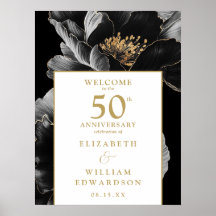 Elegant Chic Floral 50 Jahre Geburtstag Begrüßungs