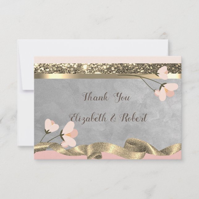 Elegant Chic Floral Dankeschön Card Dankeskarte (Vorderseite)