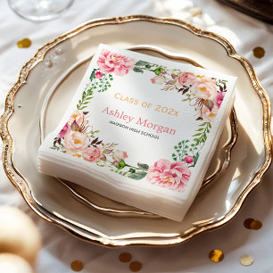 Elegant Chic Floral Decor Class of 2023 Abschluss Serviette
