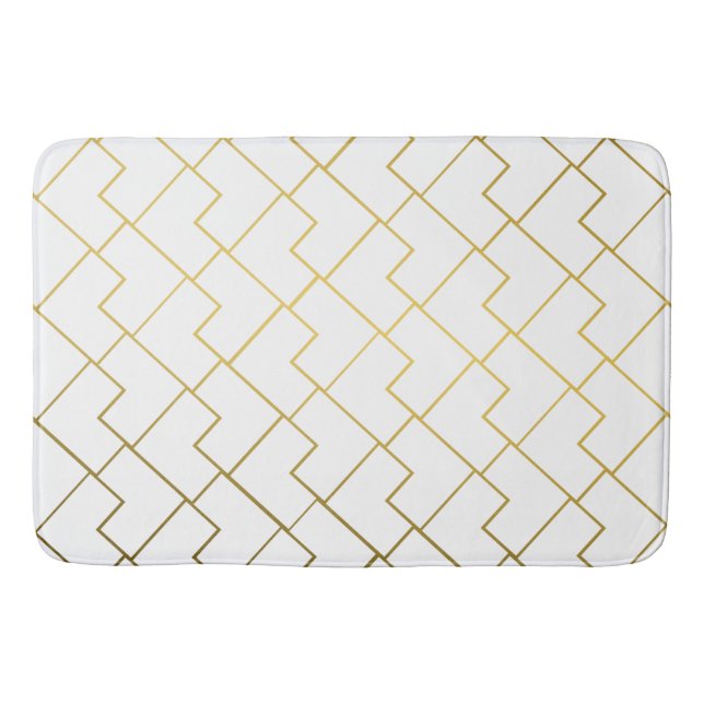 Elegant Chic Geometric Gold White Badematte (Vorderseite)
