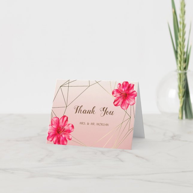 Elegant Chic Geometric,Hibiskus Dankeskarte (Vorderseite)
