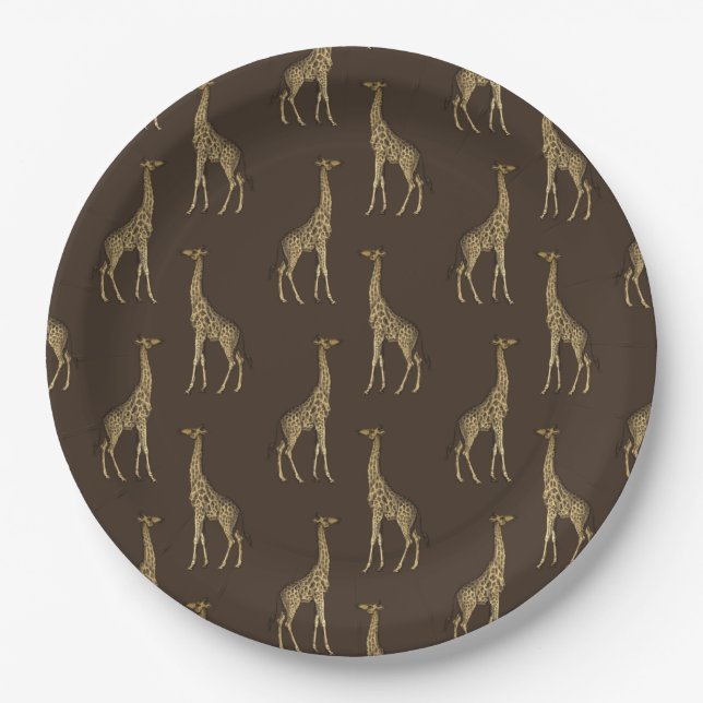 Elegant Chic Giraffe Stylish Pappteller (Vorderseite)
