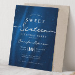 Elegant Chic Glitter Sweet 16 Birthday Navy Blue  Einladung<br><div class="desc">Celebrate in Style with Chic Glitter fabric Sweet 16 Invitation. Make your Sweet 16 party unforgettable with the Chic Glitter fabric invitation. Customize with your party details for a chic and elegant touch.</div>