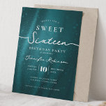 Elegant Chic Glitter Sweet 16 Birthday Turquoise  Einladung<br><div class="desc">Celebrate in Style with Chic Glitter fabric Sweet 16 Invitation. Make your Sweet 16 party unforgettable with the Chic Glitter fabric invitation. Customize with your party details for a chic and elegant touch.</div>