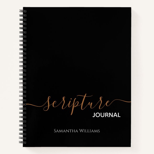Elegant Chic Gold Black Scripture Journal Notizbuch (Vorderseite)