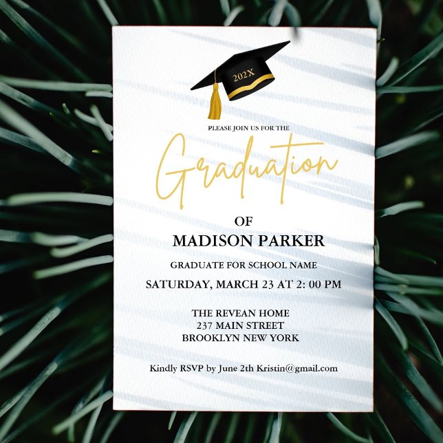 Elegant & Chic Gold Calligraphy Graduation Party Einladung (Von Creator hochgeladen)
