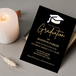 Elegant & Chic Gold Calligraphy Graduation Party Einladung