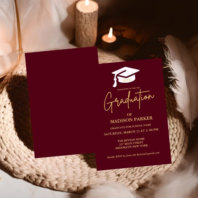 Elegant & Chic Gold Calligraphy Graduation Party Einladung (Von Creator hochgeladen)