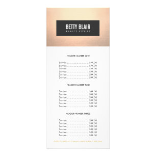 Elegant Chic Gold et Black Price List Menu