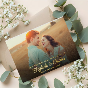 Elegant Chic Gold Foil Photo Enregistrer la carte 