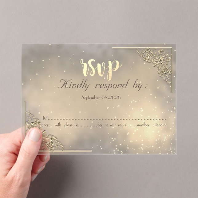 Elegant Chic Gold Frame  RSVP Card Acryleinladungen (Insitu (Handheld))