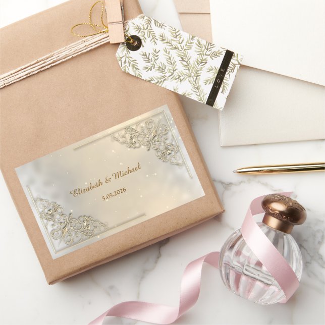 Elegant Chic Gold Frame  Thank You Rechteckiger Aufkleber (Schenken)