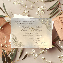 Elegant Chic Gold Hearts Einladung Hochzeit