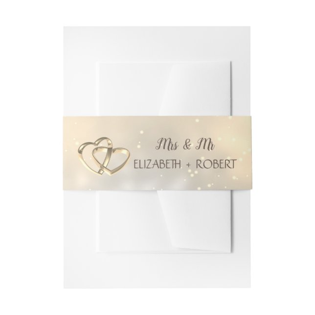 Elegant Chic Gold Hearts Einladungsbanderole (Vorderseite Beispiel)