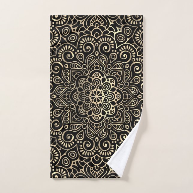 Elegant Chic Gold Mandala Badhandtuch Set (Handtuch)