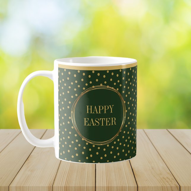 Elegant Chic Gold Polka Dots Happy Oaster Kaffeetasse (Elegant Chic Spring Joy Gold Polka Dots Religious Christian Happy Easter Coffee Mug)