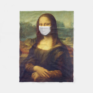 Elegant Chic Green Mona Lisa Covid 19 Gemälde Fleecedecke