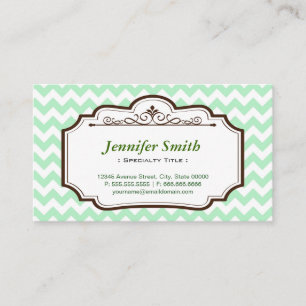 Elegant Chic Green Zickzack Zigzag - zwei Seiten Visitenkarte
