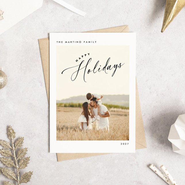 Élégant Chic Joyeux Vacances Photo Carte de Noël (Créateur téléchargé)