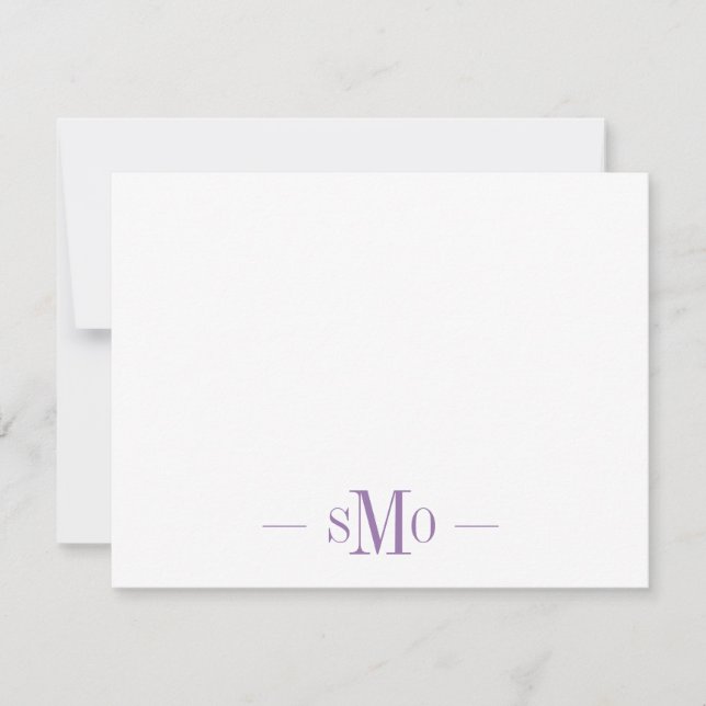Elegant Chic Lavender Monogram 3 Initialen Mitteilungskarte (Vorderseite)