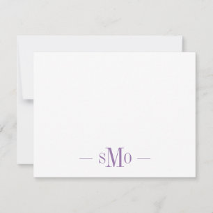 Elegant Chic Lavender Monogram 3 Initialen Mitteilungskarte