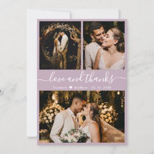 Elegant Chic Lilac 3 Foto Collage Wedding Vielen D Dankeskarte