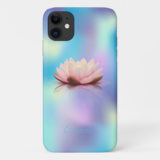Elegant Chic Lotus Blue Holographic Case-Mate iPhone Hülle (Rückseite)
