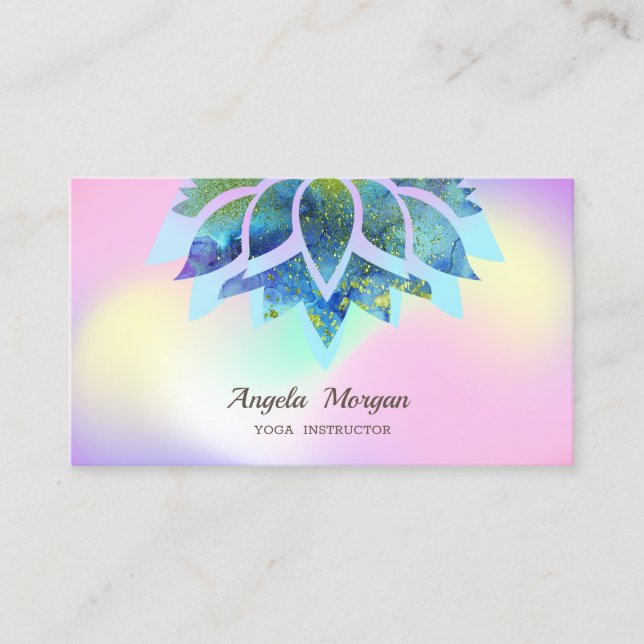 Elegant Chic Lotus Blume Holographic Visitenkarte (Vorderseite)