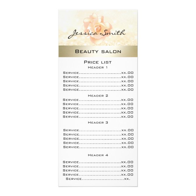 Elégant chic luxe moderne carte de menu rose glitt (Devant)