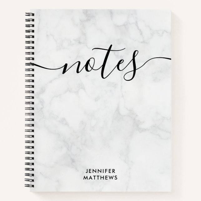 Elegant Chic Marble Personalisiert Notizbuch (Vorderseite)