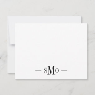 Elegant Chic Minimal Monogram 3 Initialen Mitteilungskarte
