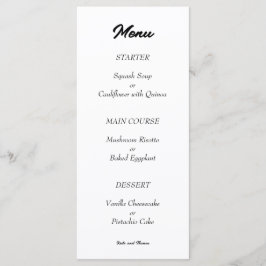 Elegant Chic Modern Minimalist Black and White Menükarte