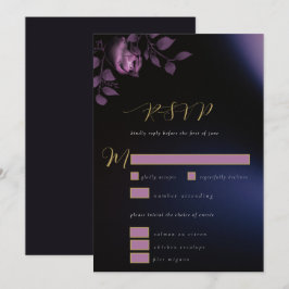 Elegant Chic Moody Dark Lila Floral Wedding RSVP Einladung